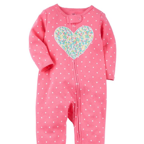 Carters Zip-Up Heart Cotton Sleep & Play Preemie - Picture 1 of 2
